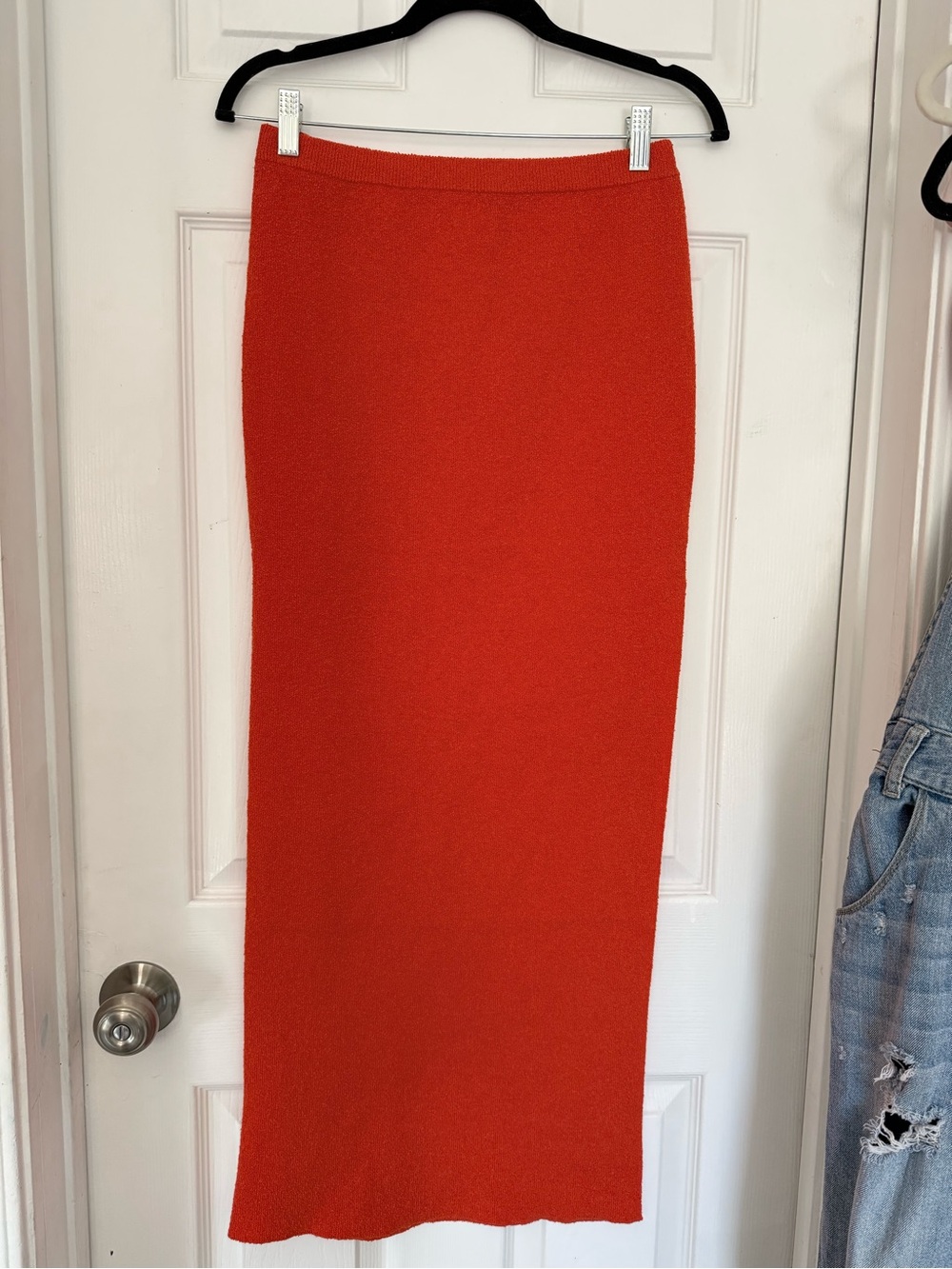Bec & Bridge Australia Taylor Knit Midi Skirt Orange Chili Size 6 100% Polyester
